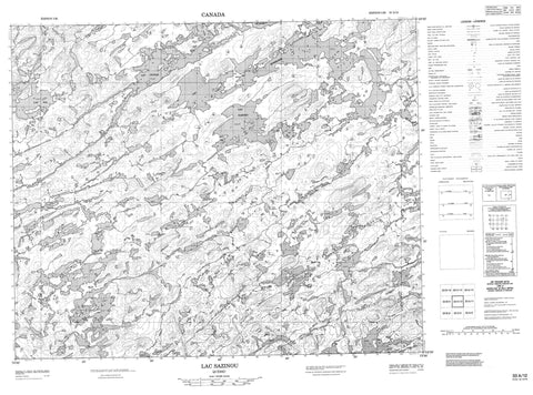 033A12 Lac Sazinou Canadian topographic map, 1:50,000 scale