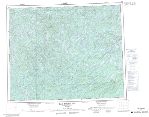 033A Lac Rossignol Canadian topographic map, 1:250,000 scale