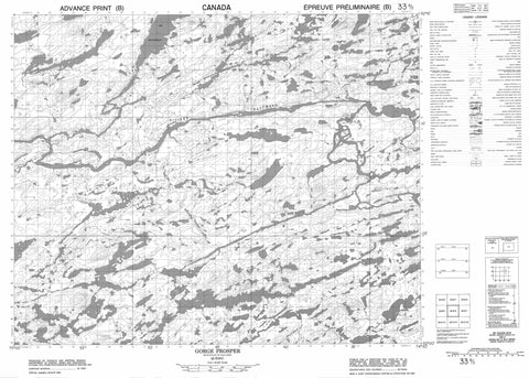 033B02 Gorge Prosper Canadian topographic map, 1:50,000 scale