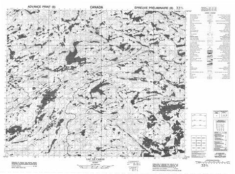 033B05 Lac Le Caron Canadian topographic map, 1:50,000 scale