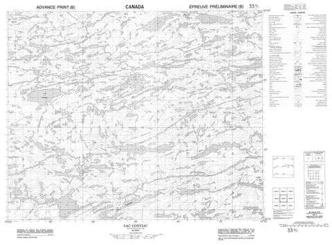 033B07 Lac Conviac Canadian topographic map, 1:50,000 scale