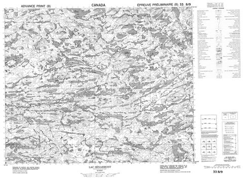 033B09 Lac Senarmont Canadian topographic map, 1:50,000 scale
