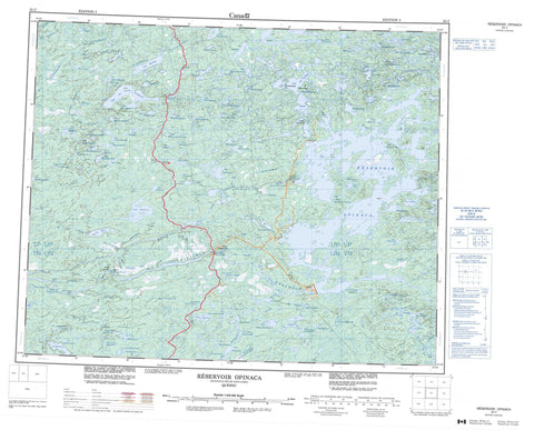 033C Reservoir Opinaca Canadian topographic map, 1:250,000 scale