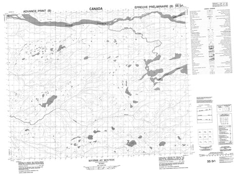 033D01 Riviere Au Mouton Canadian topographic map, 1:50,000 scale