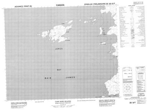 033D07 Cape Hope Islands Canadian topographic map, 1:50,000 scale