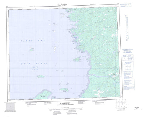 033D Eastmain Canadian topographic map, 1:250,000 scale