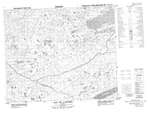 033E08 Lac De L Astree Canadian topographic map, 1:50,000 scale