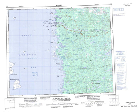 033E Riviere Au Castor Canadian topographic map, 1:250,000 scale