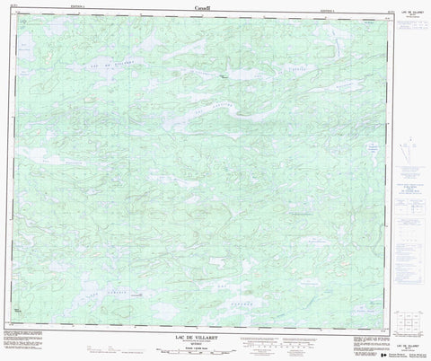 033F01 Lac De Villaret Canadian topographic map, 1:50,000 scale