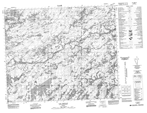 033H01 Lac Orillat Canadian topographic map, 1:50,000 scale