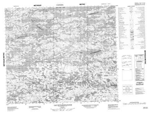 033I14 Lac Nutamawananis Canadian topographic map, 1:50,000 scale