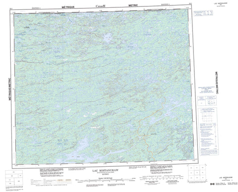 033I Lac Mistanukaw Canadian topographic map, 1:250,000 scale