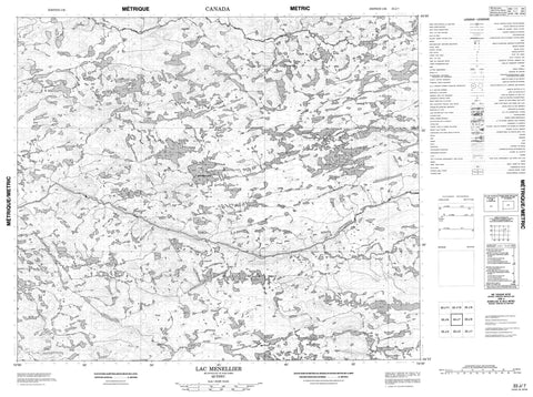 033J07 Lac Menellier Canadian topographic map, 1:50,000 scale