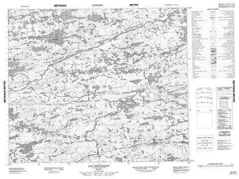 033J08 Lac Grandjean Canadian topographic map, 1:50,000 scale