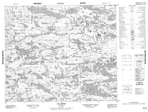 033J09 Lac Simiot Canadian topographic map, 1:50,000 scale