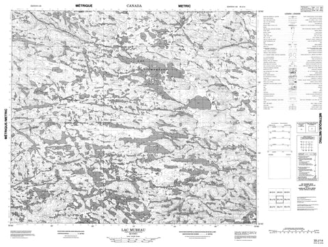 033J14 Lac Mureau Canadian topographic map, 1:50,000 scale