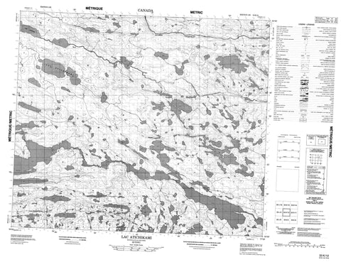 033K12 Lac Atichikami Canadian topographic map, 1:50,000 scale