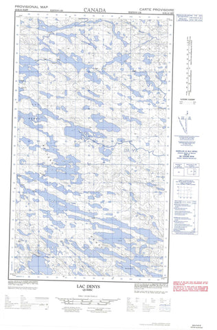 033K15E Lac Denys Canadian topographic map, 1:50,000 scale