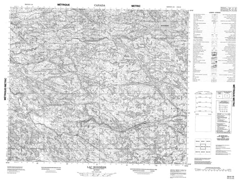 033K16 Lac Bondesir Canadian topographic map, 1:50,000 scale