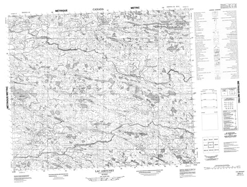 033L01 Lac Amounet Canadian topographic map, 1:50,000 scale