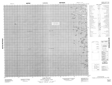 033L05 Bare Island Canadian topographic map, 1:50,000 scale