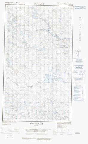 033N02E Lac Fagnant Canadian topographic map, 1:50,000 scale