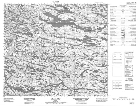 033O14 Lac Lamain Canadian topographic map, 1:50,000 scale