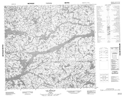 034H12 Lac Depocas Canadian topographic map, 1:50,000 scale