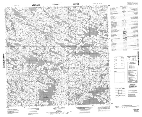 034I14 Lac Pullison Canadian topographic map, 1:50,000 scale