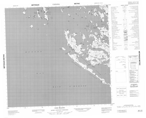 034L10 Cox Island Canadian topographic map, 1:50,000 scale