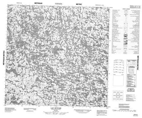 034N02 Lac Rutche Canadian topographic map, 1:50,000 scale