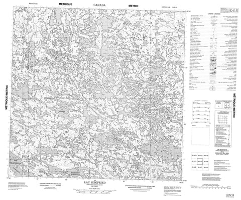 034N10 Lac Siegfried Canadian topographic map, 1:50,000 scale