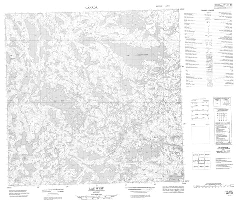 034P11 Lac Wesp Canadian topographic map, 1:50,000 scale