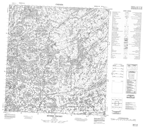 035F13 Riviere Frichet Canadian topographic map, 1:50,000 scale