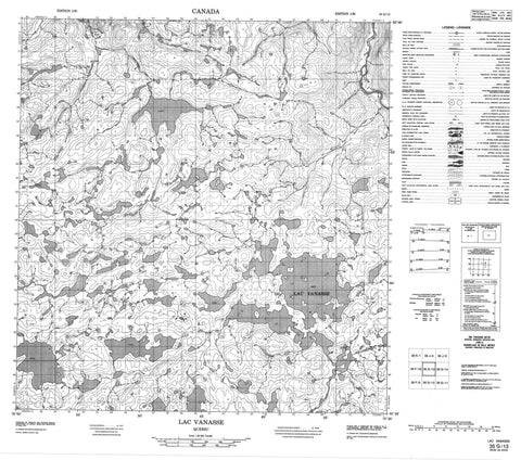 035G13 Lac Vanasse Canadian topographic map, 1:50,000 scale