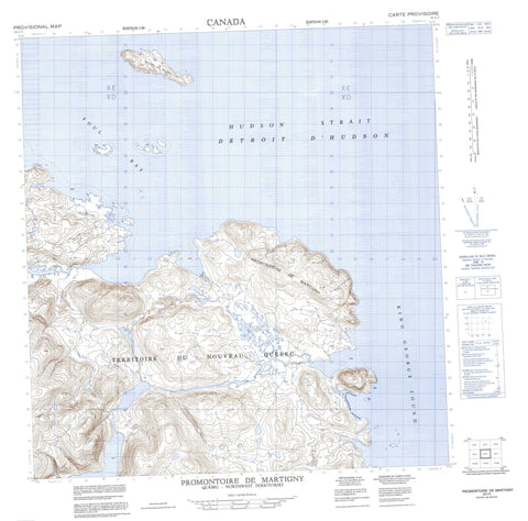 035I02 Promontoire De Martigny Canadian topographic map, 1:50,000 scale
