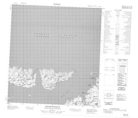035K12 Digges Harbour Canadian topographic map, 1:50,000 scale