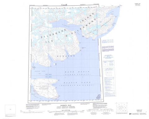 039H Dobbin Bay Canadian topographic map, 1:250,000 scale