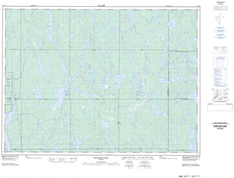 041P14 Sinclair Lake Canadian topographic map, 1:50,000 scale