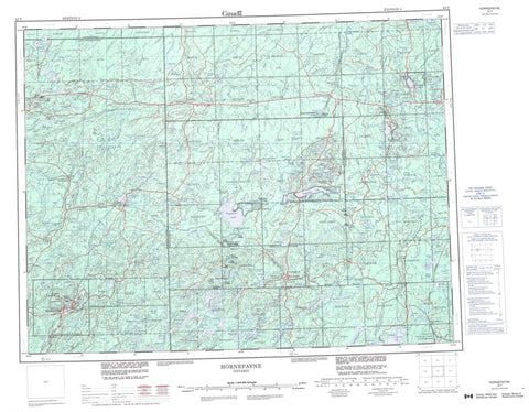 042F Hornepayne Canadian topographic map, 1:250,000 scale