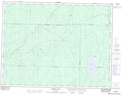 042G02 Woman Falls Canadian topographic map, 1:50,000 scale