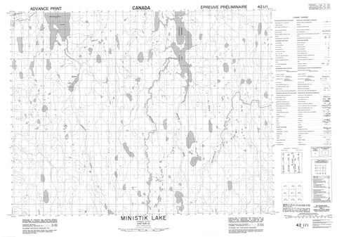 042I01 Ministik Lake Canadian topographic map, 1:50,000 scale