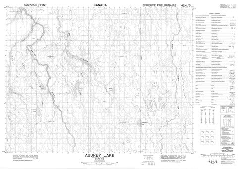 042I03 Audrey Lake Canadian topographic map, 1:50,000 scale