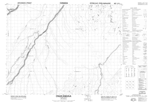 042I11 Onakawana Canadian topographic map, 1:50,000 scale