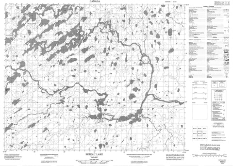 043D03 Beteau Lake Canadian topographic map, 1:50,000 scale