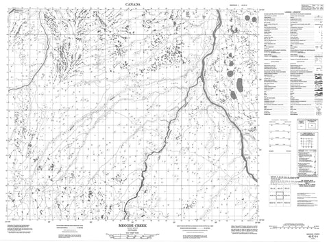 043E14 Meggisi Creek Canadian topographic map, 1:50,000 scale