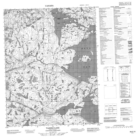 046K14 Tasers Lake Canadian topographic map, 1:50,000 scale