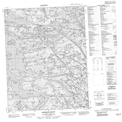 046K16 Norman Inlet Canadian topographic map, 1:50,000 scale