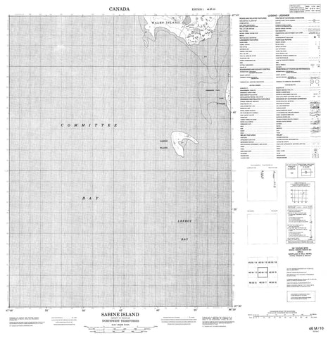 046M10 Sabine Island Canadian topographic map, 1:50,000 scale