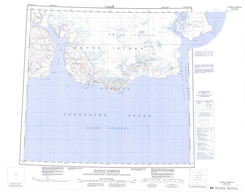 048E Dundas Harbour Canadian topographic map, 1:250,000 scale